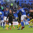 FIGHTBACK: Joe Ralls heads Cardiff City level in last month's 2-2 draw at home to Brentford in which the Bluebirds trailed 2-0. West Brom, Brentford and Fulham all failed to win at the Cardiff City Stadium this term. Photo by Stu Forster/Getty Images.