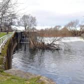 Knostrop Weir on the River Aire at Thwaite Mills  pictured in Februay 2015 before the Flood alleviation work was carried out at the site.