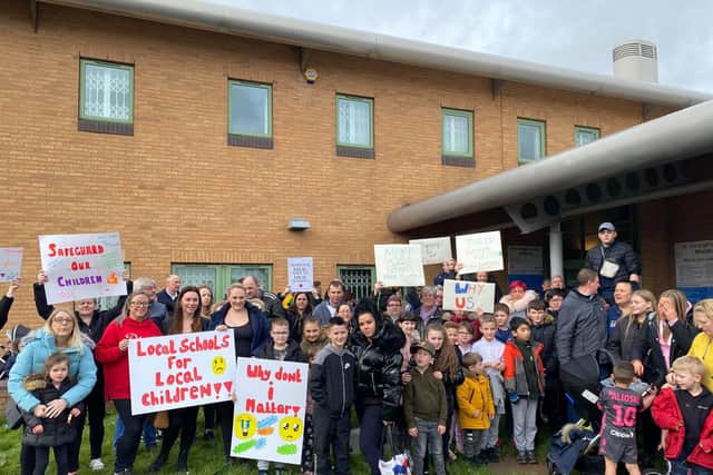 Parents in Middleton held a protest after their children failed to get into local schools. Picture: JPI Media