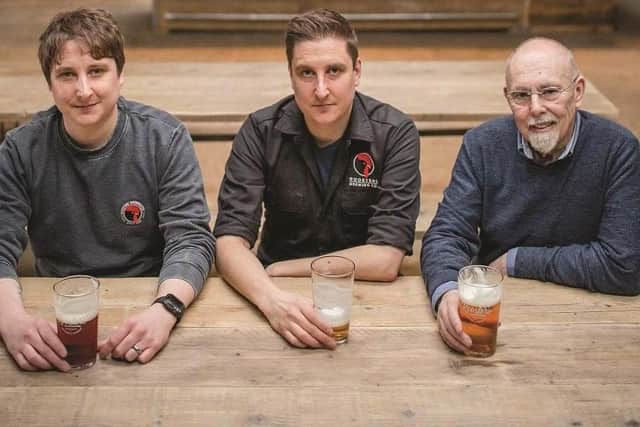 Oliver, Tom and Ian Fozard at Rooster's Taproom in Harrogate. Picture: Mark Newton Photography