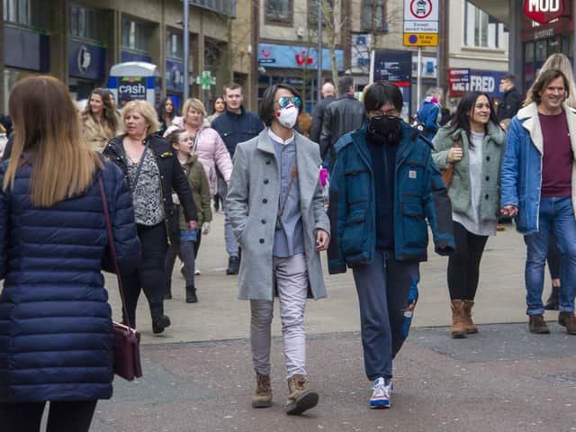 Shoppers in Leeds city centre.