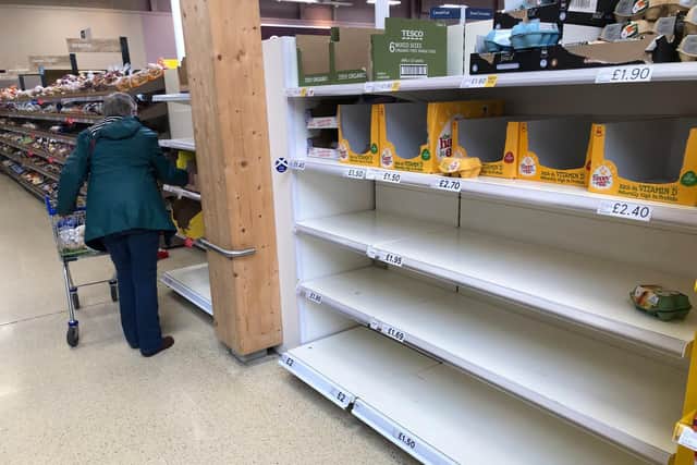 Empty shelves in Tesco.