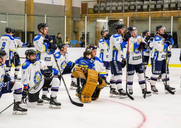 Leeds Chiefs, pictured after a loss to Sheffield Steeldogs on opening night at Elland Road. Picture courtesy of Mark Ferriss.