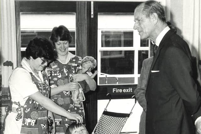 Janet Berry, pictured with Prince Philip in around 1989.
