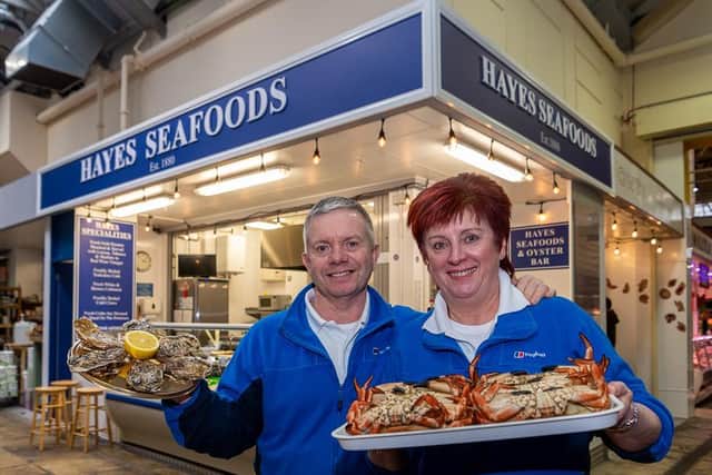 Leeds Kirkgate Market traders are saying it's business as normal following the governments announcement on the Coronavirus outbreak. Pictured Cliff and Michell Hocken from Hayes Seafoods.