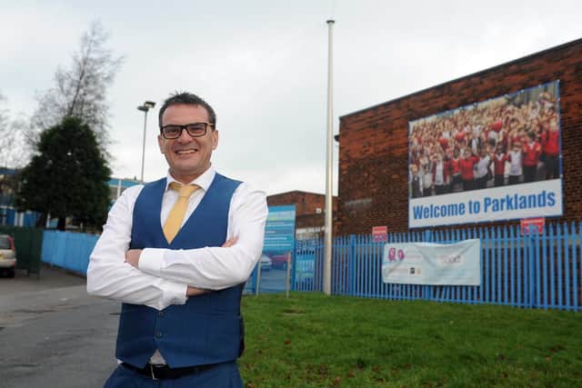 Chris Dyson outside Parklands Primary School in Seacroft.