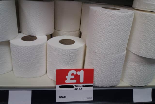 The Spar shop in Sheffield is selling toilet rolls for 1 each cc Ieuan Joy