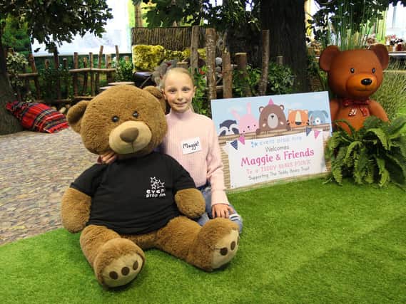 Maggie Snodgrass, nine, at the party thrown by Event Prop Hire to help her bag up her teddies for The Teddy Trust.