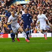 DELAYED: Leeds United's Luke Ayling celebrates his goal against Yorkshire rivals Huddersfield Town in the recent derby. Picture: Jonathan Gawthorpe