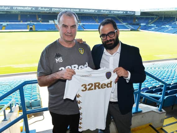 Leeds United director of football Victor Orta, right, with Marcelo Bielsa at Elland Road, where Orta's passionate antics have caught the imagination of fans