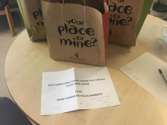 Staff were delighted with the food brought from Kirkstall Nando's