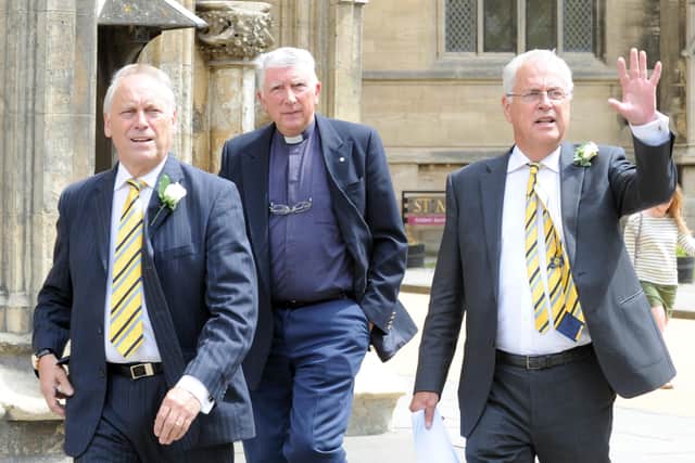 Robin Smith, seen with former Yorkshire CCC chairman Colin Graves, left, pictured at York Minster after a 150th anniversary thanksgiving service for the club