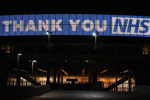 Wembley Arch is illuminated in blue to show its appreciation to the NHS.