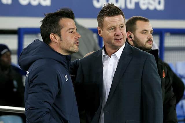 A 2018 meeting between then Everton manager Marco Silva and Gor Mahia manager Dylan Kerr (Pic: Richard Sellers/PA)