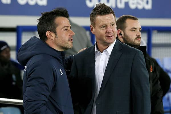 A 2018 meeting between then Everton manager Marco Silva and Gor Mahia manager Dylan Kerr (Pic: Richard Sellers/PA)
