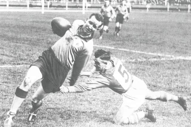 Eric Harris scores one of his 391 tries for Leeds.
