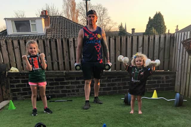Dom Brambani with daughters Miley and Matilda.