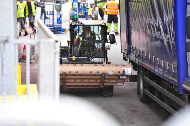 Equipment is taken into Harrogate Convention Centre ahead of the venue being turned into a Nightingale hospital for coronavirus patients. Photo: Gerard Binks.