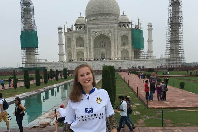 ON TOUR: Flora Snelson is proud to wear her Leeds United colours all over the world.