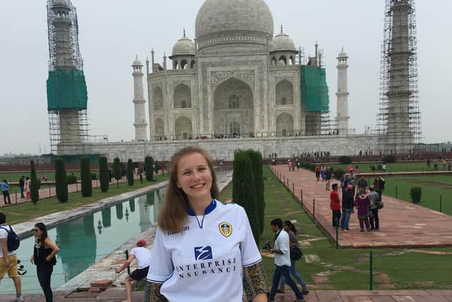 ON TOUR: Flora Snelson is proud to wear her Leeds United colours all over the world.