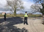 Soldiers from the British Army and the local police force in Yorkshire speaking with drivers in Catterick. Photo: North Yorkshire Police.