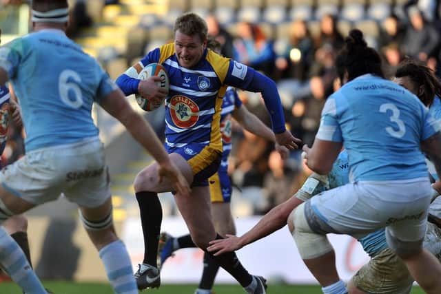 FULL STEAM AHEAD: Yorkshire Carnegie's Joe Carlisle in action against champions Newcastle Falcons earlier this year. Picture: Steve Riding.