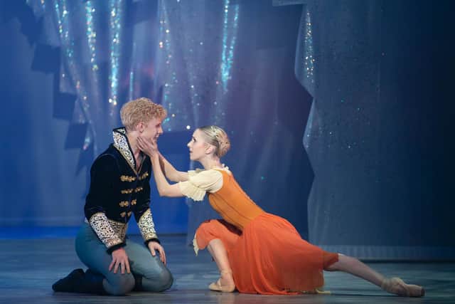 Sean Bates as Prince Mikhail and Antoinette Brooks-Daw as Cinderella in Northern Ballet's Cinderella. Picture courtesy of Northern Ballet