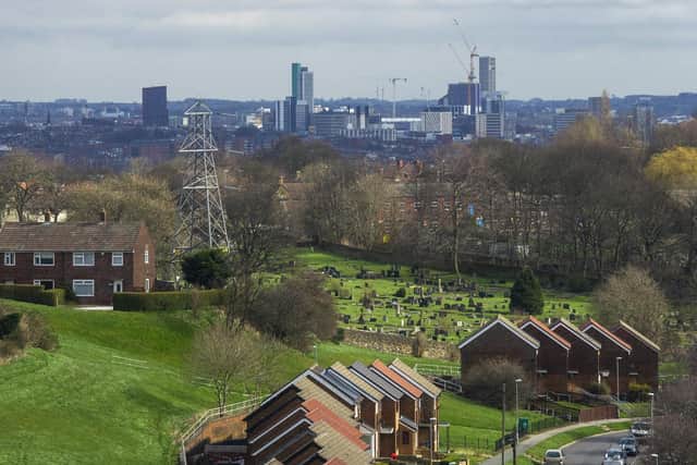 The city skyscrapers can be seen from Sandra Ogden's flat in Wortley.