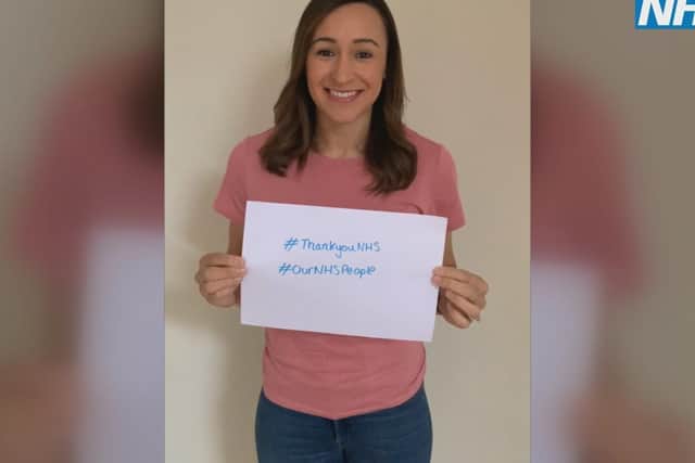 Jessica Ennis-Hill joined a 70 other celebrities to say thank you to the NHS. Photo provided by NHS England.
