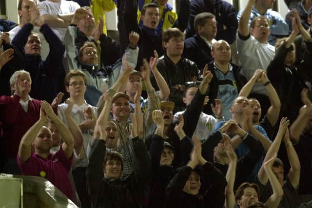 Well done: Leeds United fans applaud their team after the match against Galatasaray. Picture: Mark Bickerdike/JPIMedia.