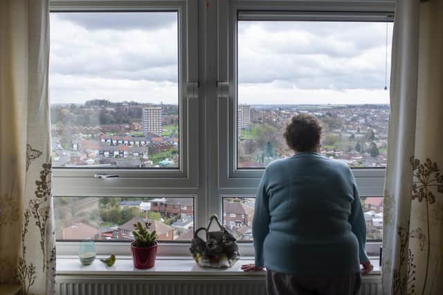Sandra Ogden who lives in the upper reaches of Gamble Hill Grange in Wortley, with her views across Leeds.