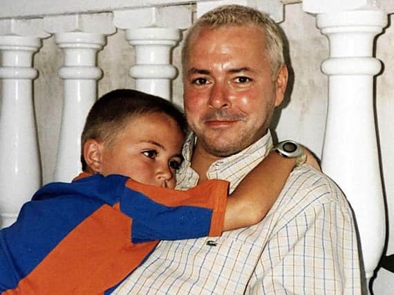 TRAGIC: Kevin Speight, who was one of two Leeds football supporters who were killed in Istanbul on April  52000, pictured with his son, George who eight. Pic: Getty.