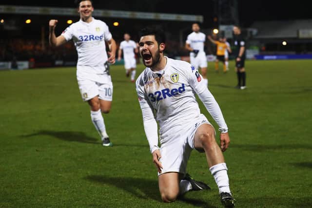 MEMORIES: Alex Mowatt celebrates scoring what proved the winning goal for Leeds United and his last strike for the Whites in the 2-1 success at FA Cup hosts Cambridge United in January 2017. Photo by Julian Finney/Getty Images.