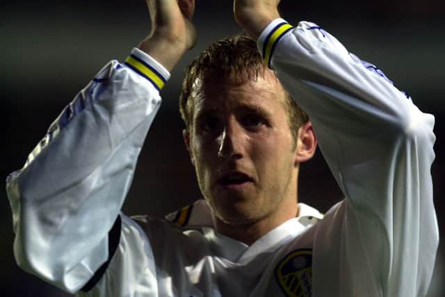 Tearful: Lee Bowyer applauds the Leeds fans after the match against Galatassaray. Picture: Mark Bickerdike/JPIMedia.