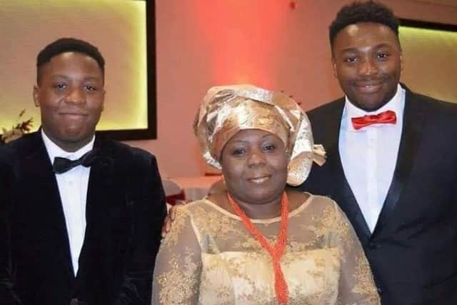 Care worker Carol Jamabo (centre), with her sons Tonye Selema (left) and University of Leeds student Abiye Selema (Photo: Family handout/PA Wire)