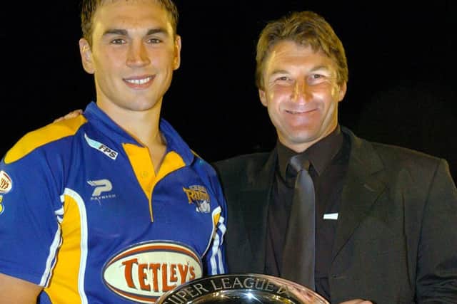 Tony Smith, right, with Kevin Sinfield in 2004. Picture by Steve Riding.