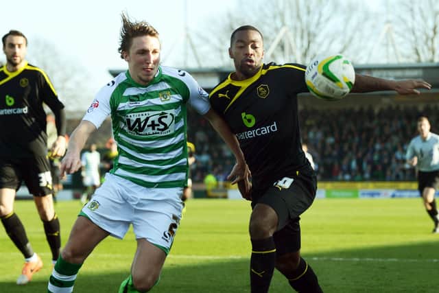 Luke Ayling in his Yeovil Town days challenges Sheffield Wednesday's Jacques Maghoma. Picture: Steve Ellis.
