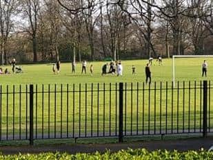 The pictures show a large group of people on Harehills Park