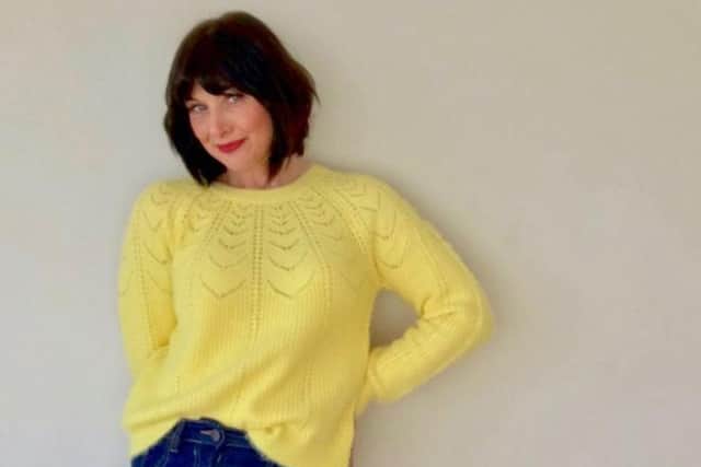 Hannah Roberts models Mila yellow jumper, £29, from Watson and White at WatsonandWhite.com.