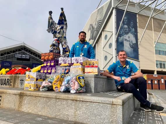 Leeds United coaches make Easter weekend donation.