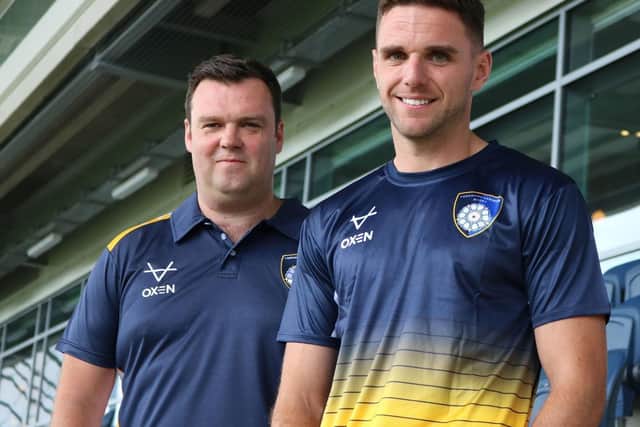TOUGH ASK: Martyn Wood (left) and Joe Ford (right), who were 
Yorkshire Carnegie's coaching team at the start of the 2019-20 season. 
Picture submitted