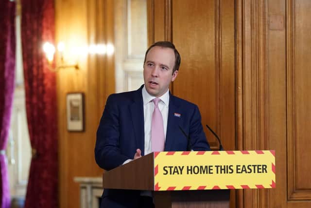 Health Secretary Matt Hancock, during a media briefing in Downing Street, London.Photo: PA