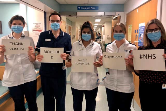 NHS staff and key workers thanked Rickie for the support
