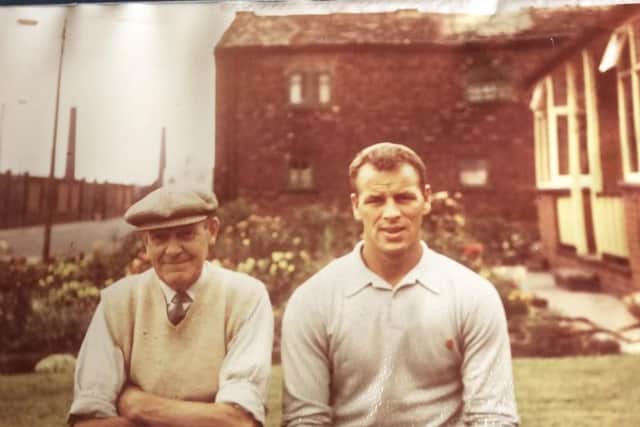 LEEDS FAMILY: Jono Hughes' great granddad with Leeds United great John Charles