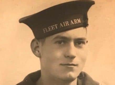 Peter Lunn pictured as a young man while serving in the Royal Navy's Fleet Air Arm during World War Two.