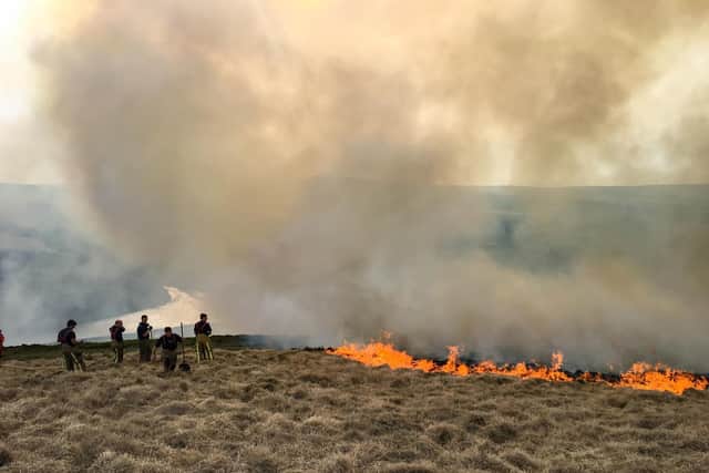 Marsden Moor being devastated by a fire in April last year. PA photo.