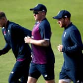 England's Joe Root (left), Jason Roy and Jonny Bairstow during the nets session at Headingley last year. Picture: Tim Goode/PA