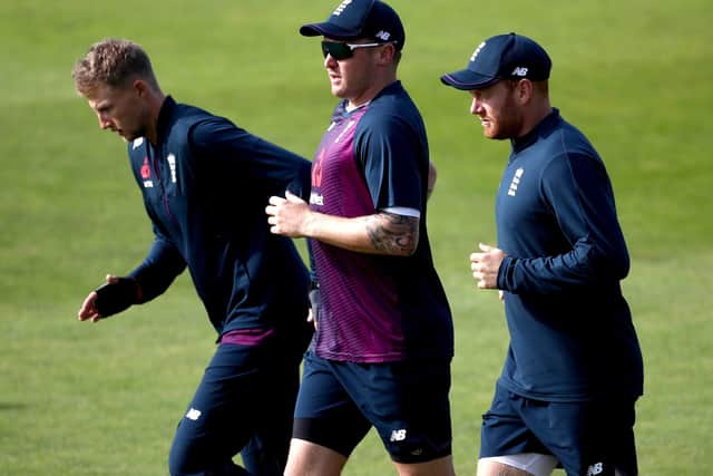 England's Joe Root (left), Jason Roy and Jonny Bairstow during the nets session at Headingley last year. Picture: Tim Goode/PA