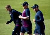 England's Joe Root (left), Jason Roy and Jonny Bairstow during the nets session at Headingley last year. Picture: Tim Goode/PA