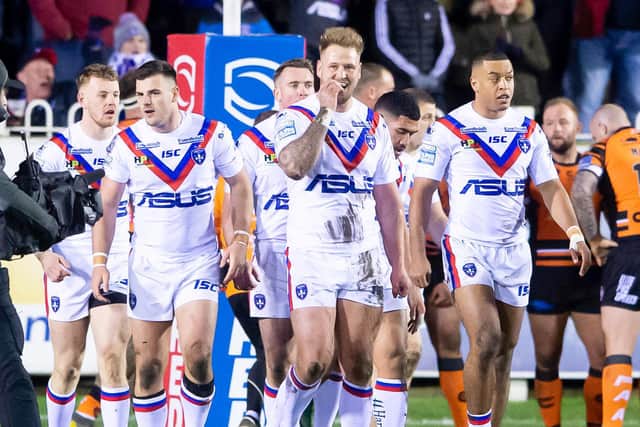 PAY CUT: Facing Wakefield Trinity players. Picture: Allan McKenzie\SWpix.com.